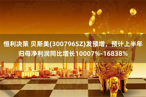 恒利决策 贝斯美(300796SZ)发预增,预计上半年归母净利润同比增长10007%-16838%